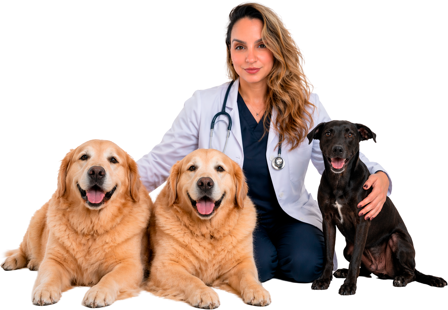 Veterinária da Movimento Animal com três cães